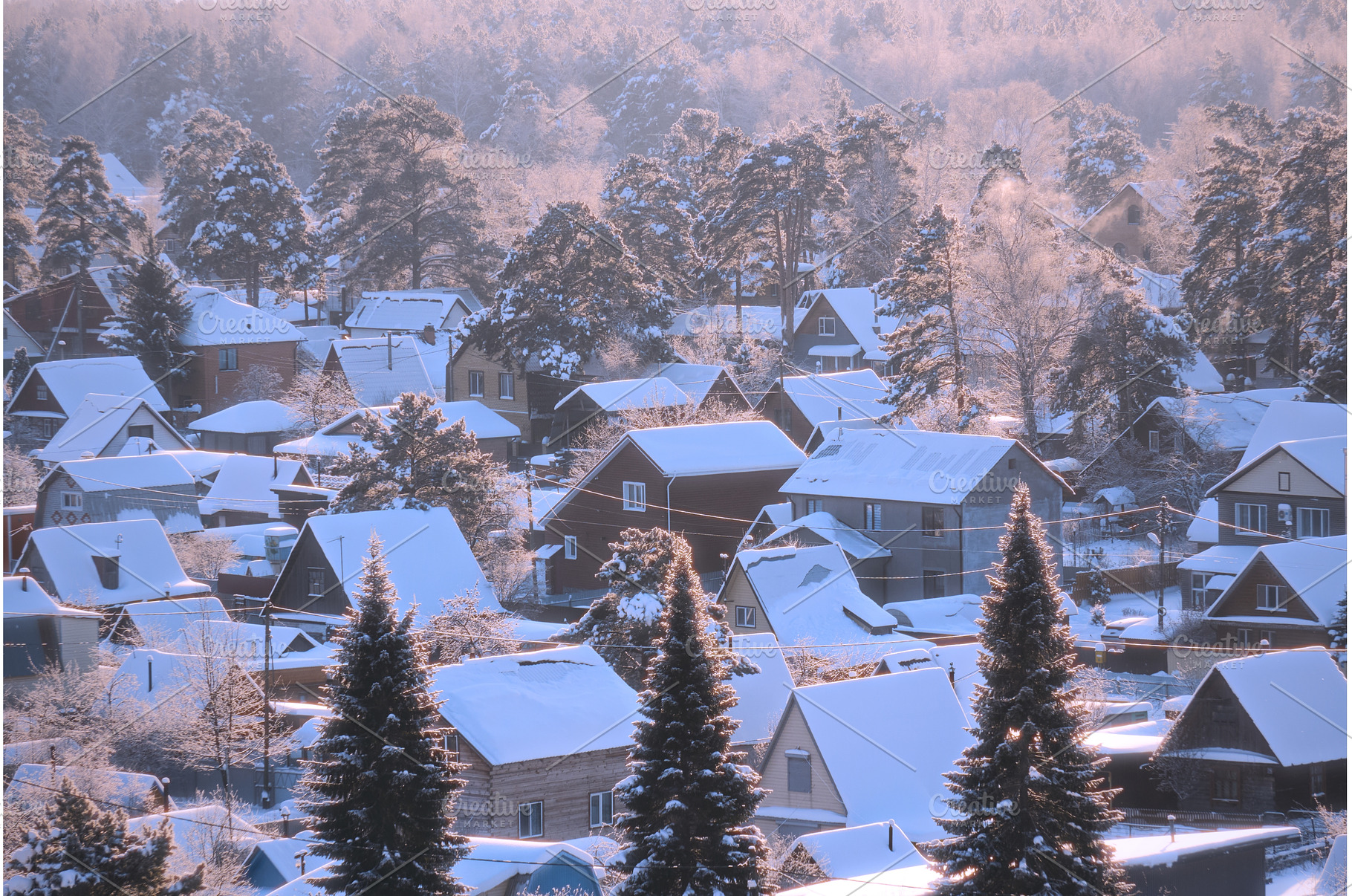 Winter view of houses covered in, a Nature Photo by darksoul72
