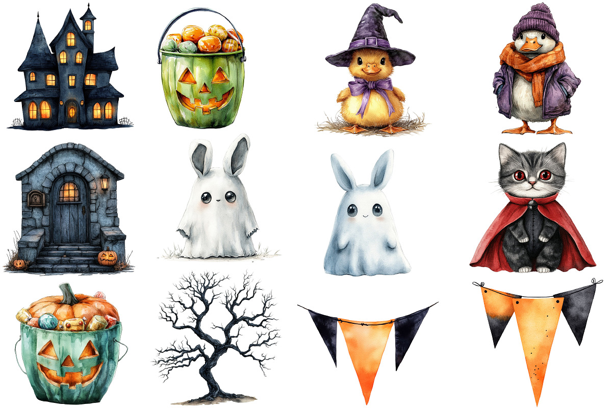 Cute Halloween Clipart Bundle, an Illustration by Designworld (Photo 2 of 5)
