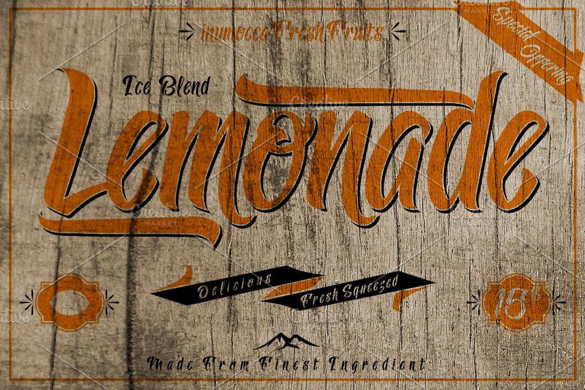 Lemonade font with 5 Badges Bonus, a Script Font by inumocca_type (Photo 1 of 4)