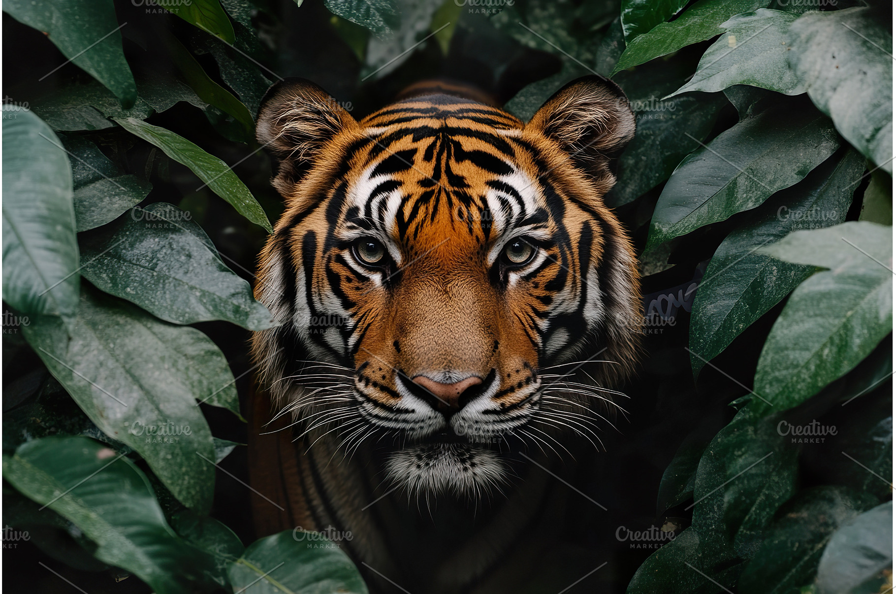 Majestic tiger navigating through a, an Animal Photo by Lermont51