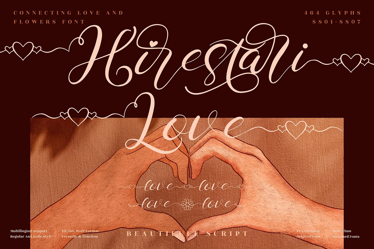 Hirestari Love Script LS, a Script Font by GranzCreative (Photo 1 of 15)