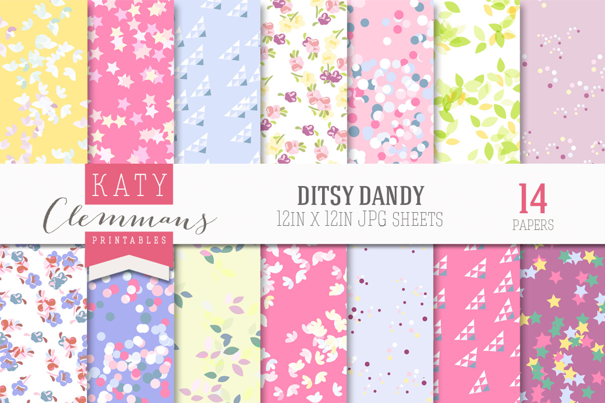 Ditsy Dandy patterned paper pack