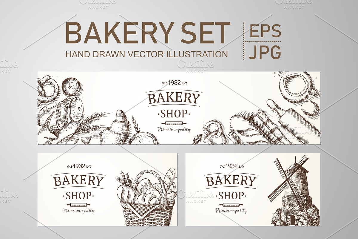 Sketch Bakery Hand Drawn Set, a Food Illustration by natadanko (Photo 1 of 3)