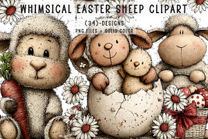 Whimsical Easter Sheep Clipart, an Illustration by CreationArt