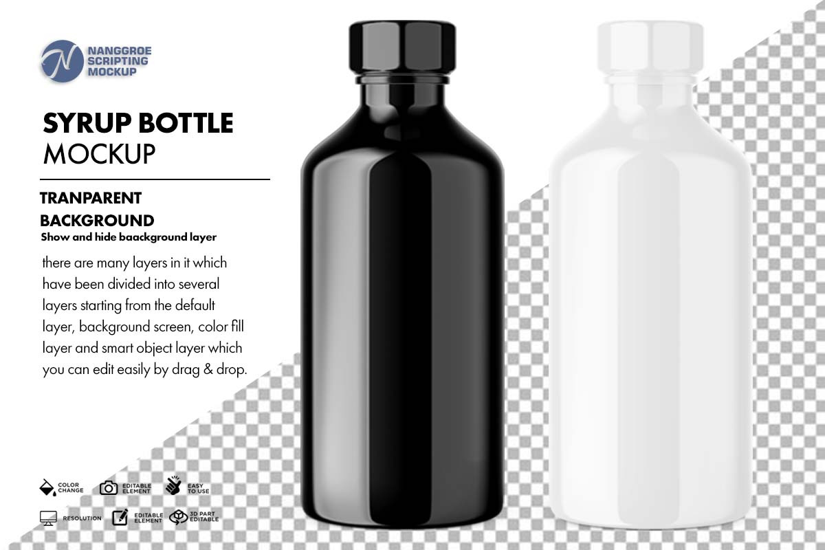 Syrup Bottle Mockup, a Packaging Mockup by Nanggroe Scripting (Photo 6 of 8)