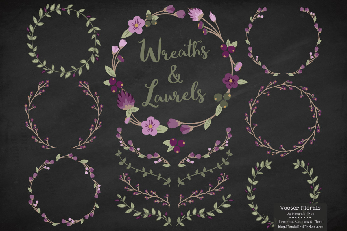 Plum Vector Flower Wreaths, an Illustration by Amanda Ilkov (Photo 2 of 3)