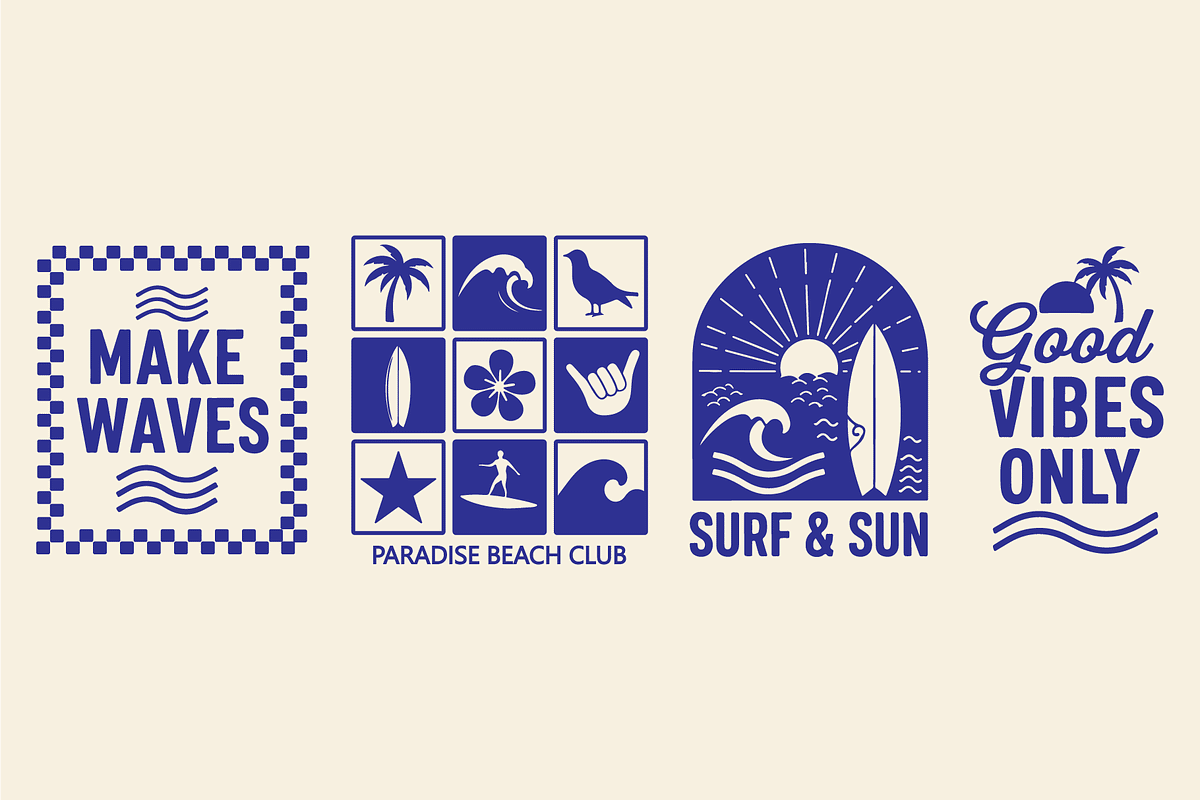 Tropical Surf & Sun Vector Graphic, a Decorative Illustration by MkStudio