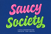 Saucy Society: A joyful font script, a Script Font by Four Lines Std. (Thumbnail 1 of 10)