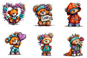 whimsical valentine teddy bear clipa, an Illustration by CreationArt (Thumbnail 4 of 5)