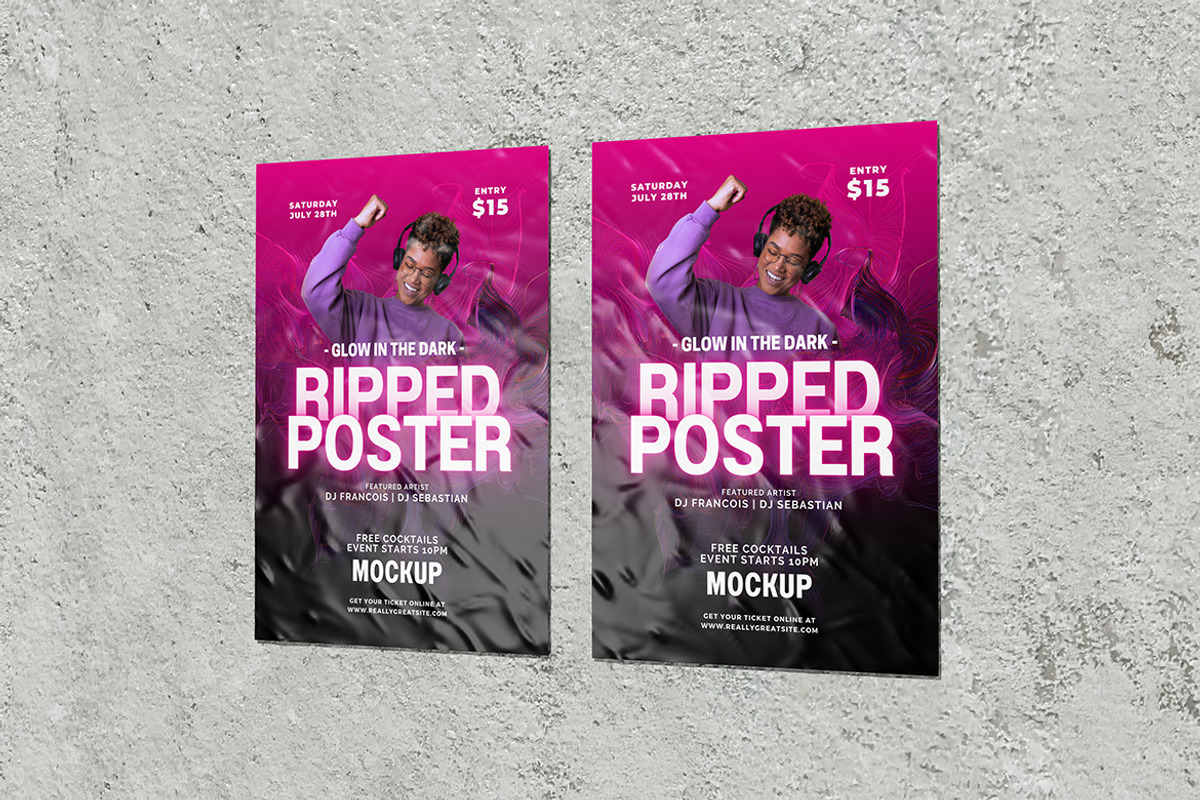 Ripped Poster Mockup, an Advertising Mockup by HanaSaka_Studio