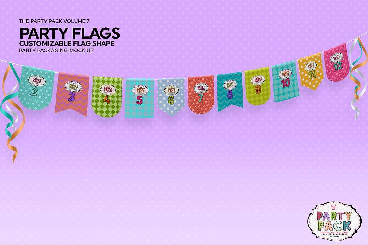 Party Flags CustomizableShape Mockup, a Packaging Mockup by INCDesign (Photo 4 of 7)