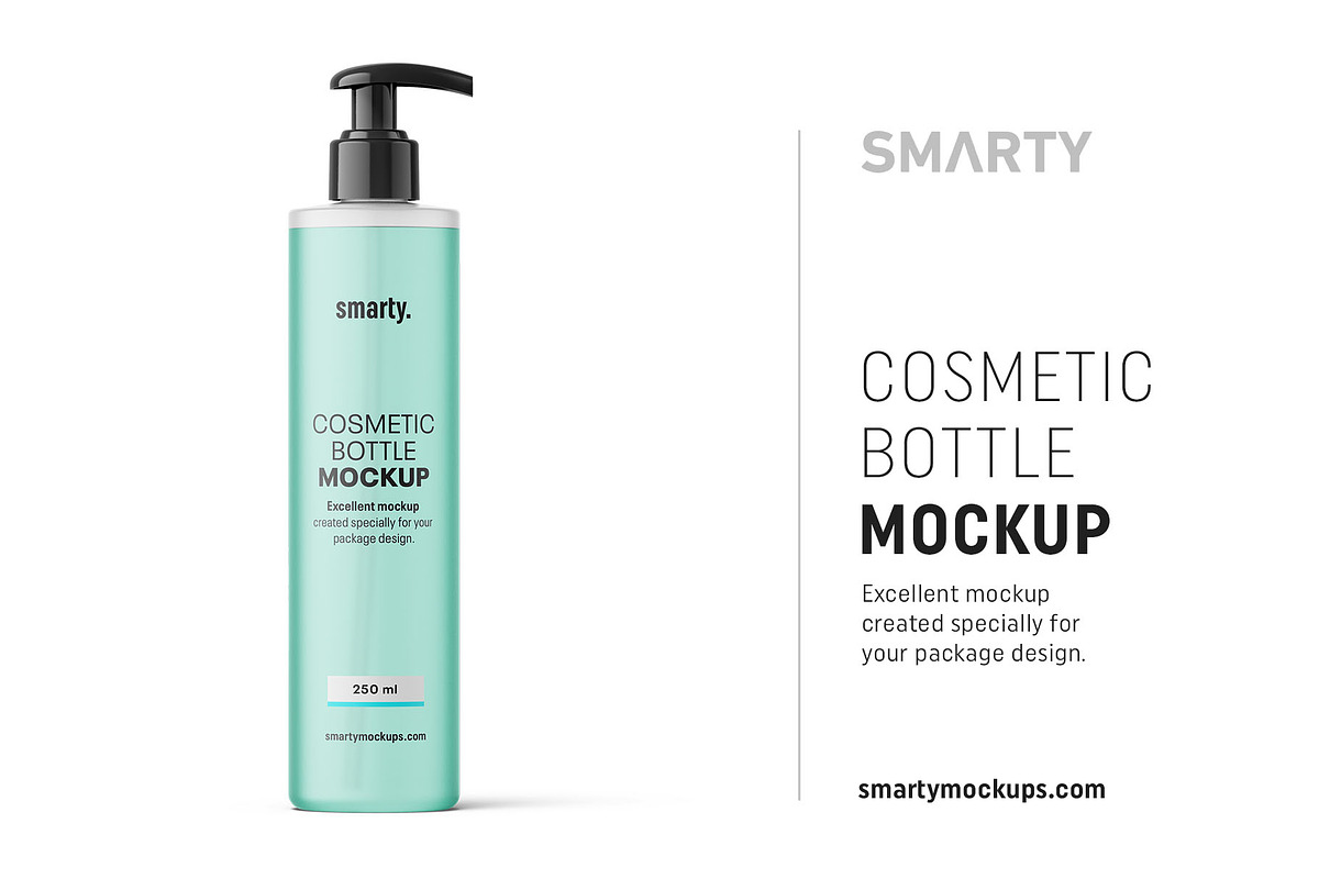 Transparent cosmetic bottle mockup, a Packaging Mockup by Smarty Mockups (Photo 1 of 5)