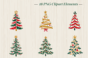 18 Hand Painted Christmas Trees PNG, a Seasonal Illustration by Ink Gallery (Thumbnail 3 of 13)