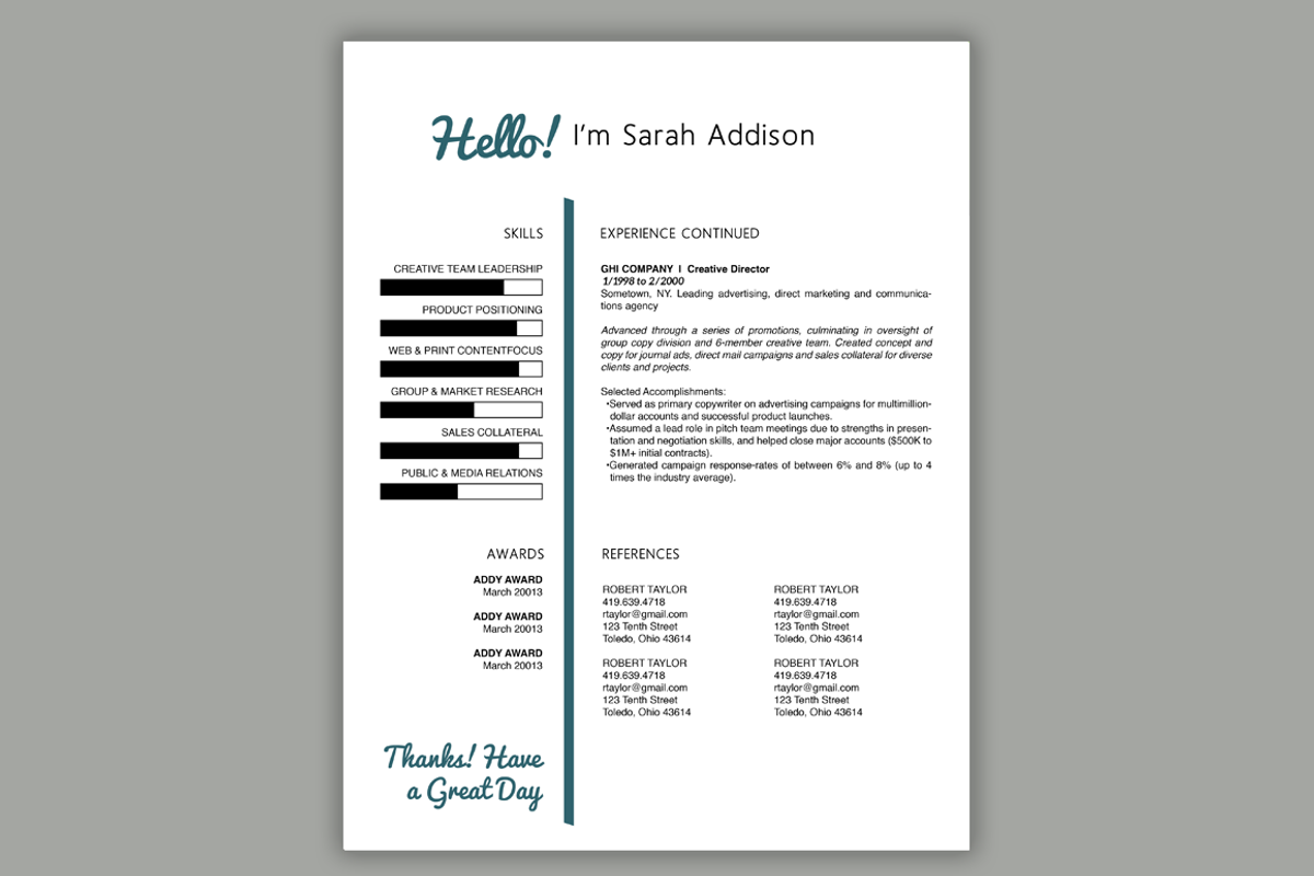 3 Page Resume Template | Fun, a Resume Template by Scribbled Napkin Design (Photo 3 of 4)