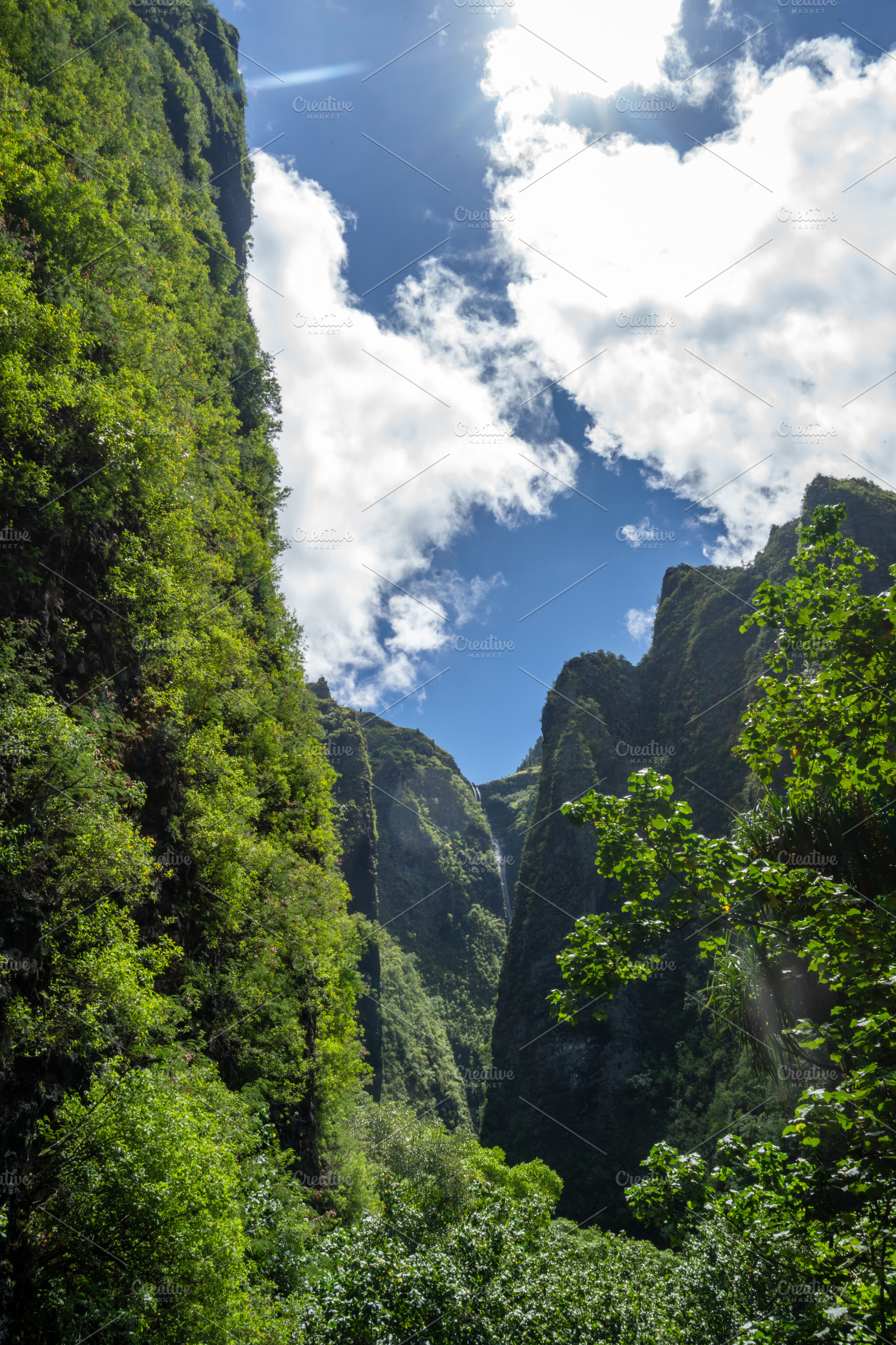 Vaipo waterfall in Hakaui valley, Nuku Hiva, French Polynesia’, a ...