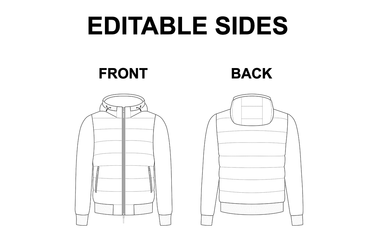 Puffer Zipped Hoodie Vector Mockup, an Apparel Mockup by Infinity Mockups (Photo 2 of 9)