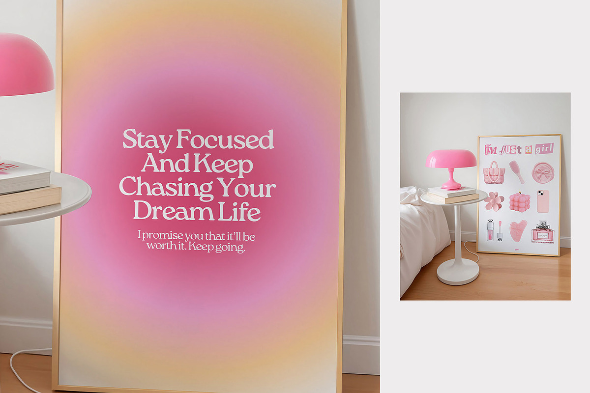 Hot Pink Bedroom Frame Mockup (2x3), a Household Mockup by isjakimockups (Photo 4 of 6)