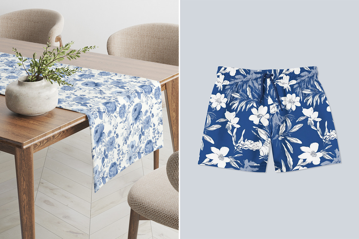 Blue on white floral patterns, a Pattern Graphic by Ninterints (Photo 14 of 18)