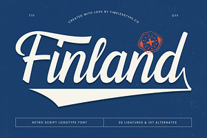 Finland Retro Script Logotype, a Script Font by timelesstype.co