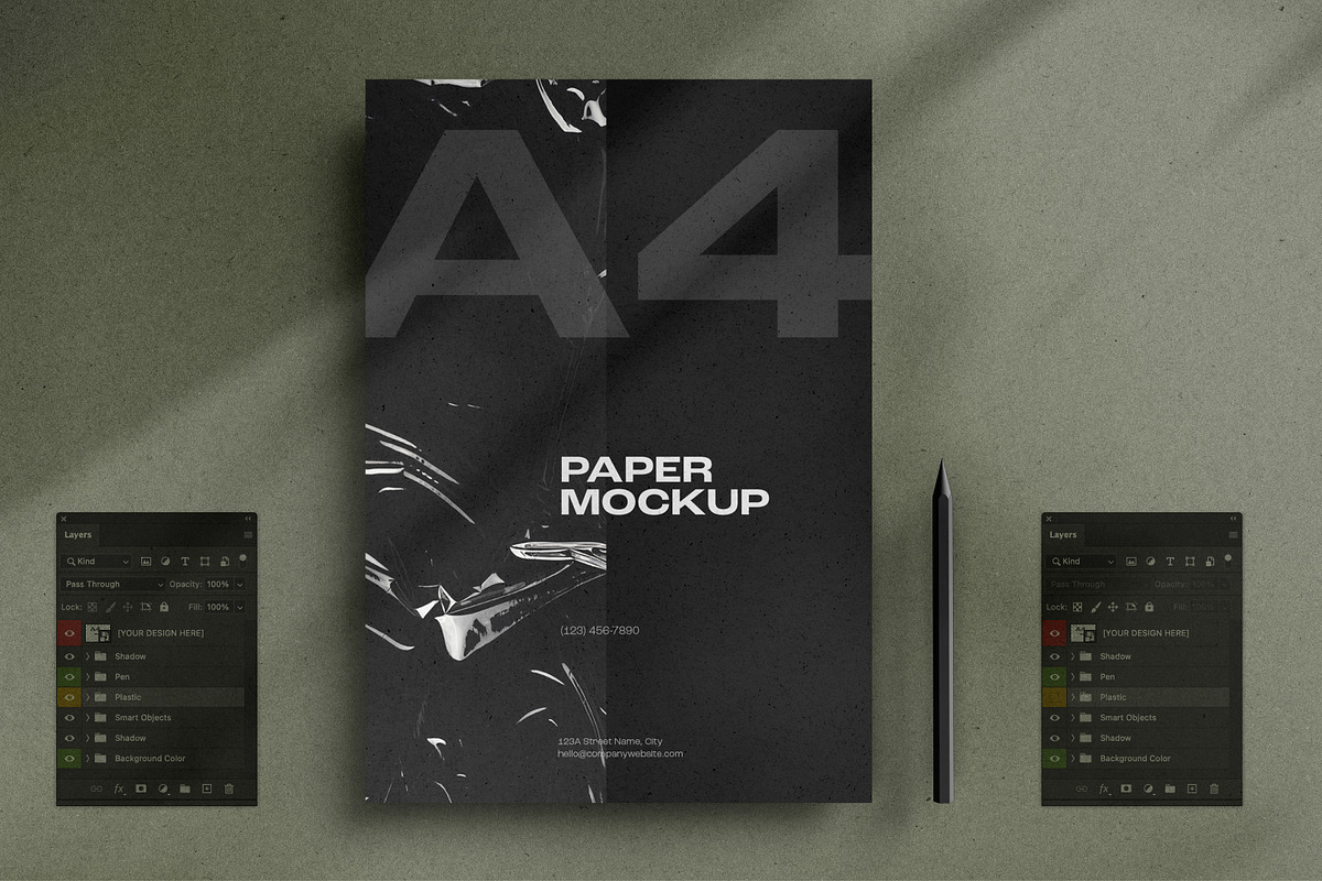 A4 Paper / Stationery Mockups 02, a Pens & Pencil Mockup by dpi (Photo 4 of 11)