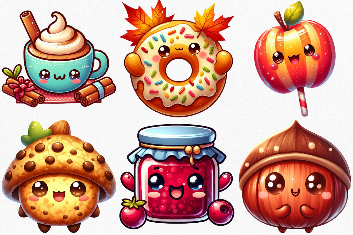 Kawaii Autumn Food Clipart Bundle, an Illustration by Canvas Craft (Photo 2 of 8)