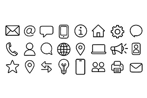 Hand drawn communication icon icons, an Object Illustration by Lemberg Vector