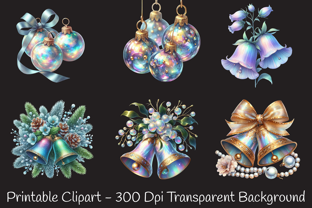 Iridescent Christmas Bells & Baubles, an Illustration by RobertsArt (Photo 7 of 7)