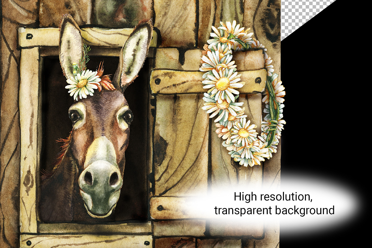 Donkey and windmill clipart, an Animal Illustration by Artmanata (Photo 3 of 11)