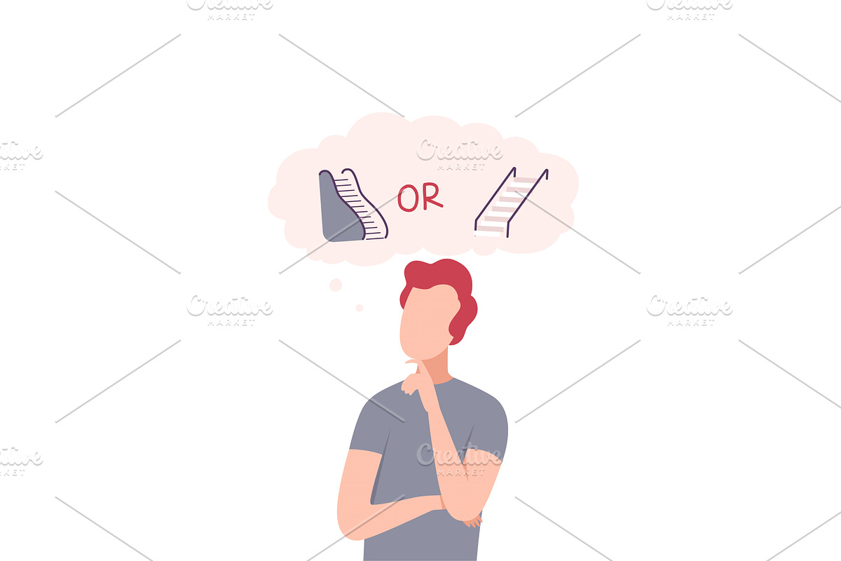 Young Man Trying to Make Decision, a Person Illustration by TopVectors