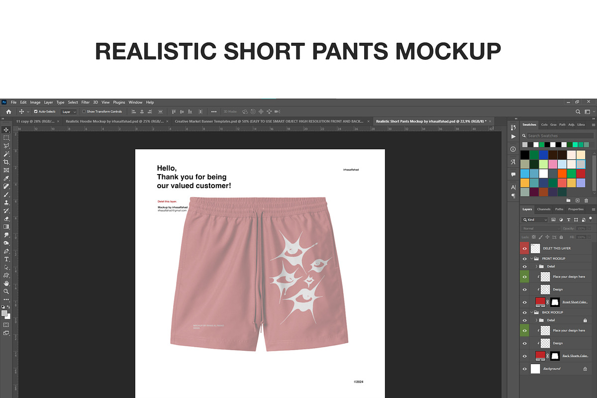 Realistic Short Pants Mockup, a Bottom Mockup by Irhasalfahad (Photo 3 of 5)