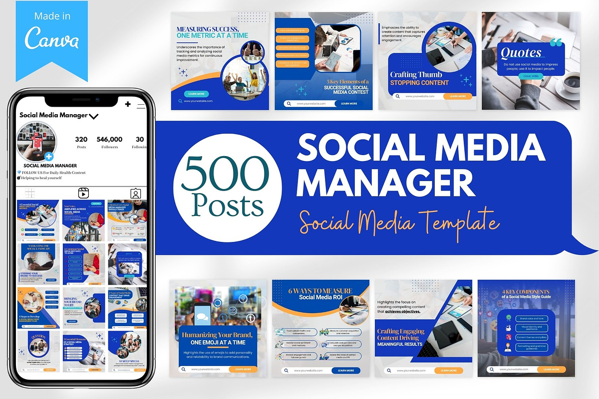 Social Media Manager -Canva Posts, a Social Media Template by Viral Content Design (Photo 1 of 17)