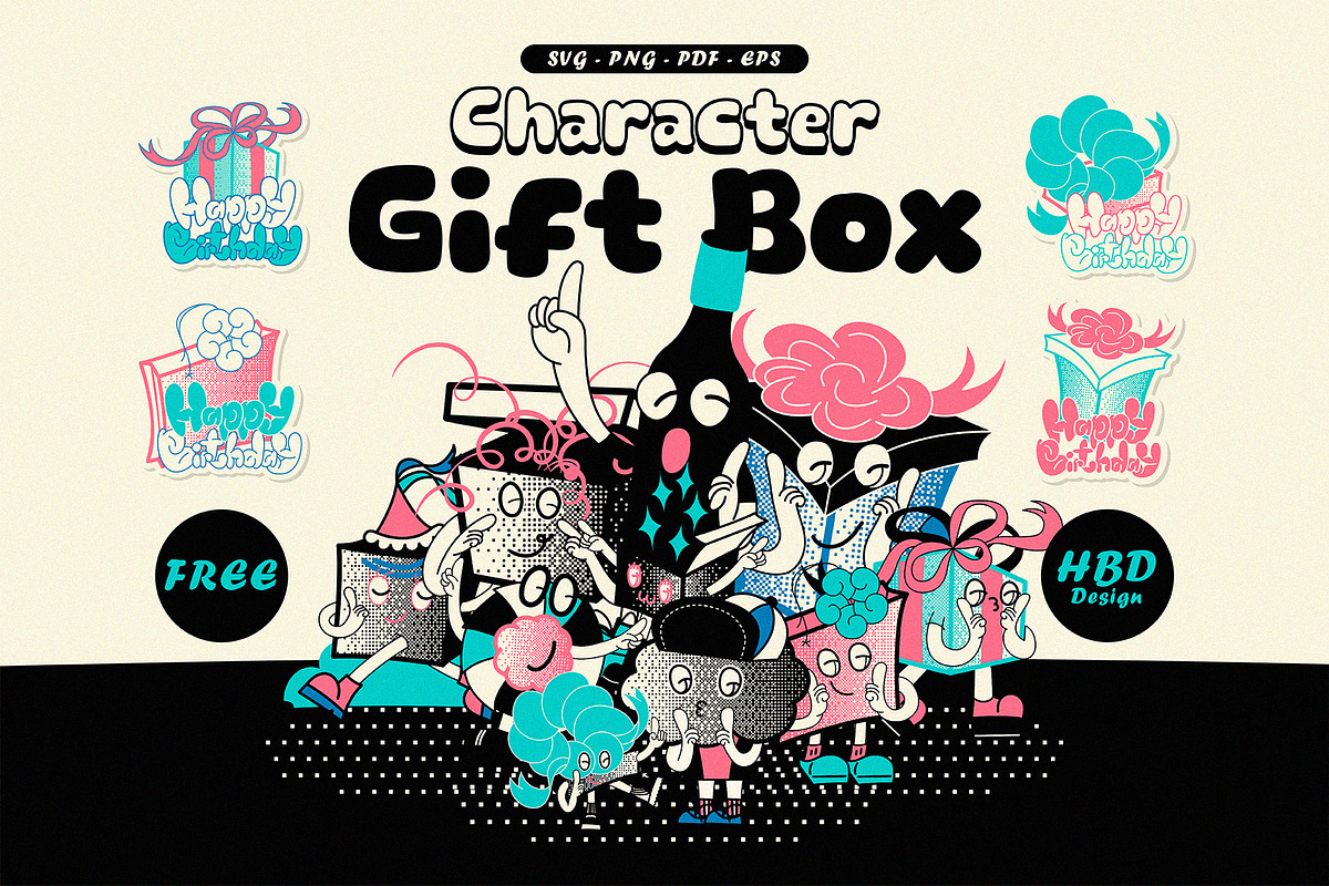 Happy Birthday Gift Box Characters, a Graphic by 159room.studio (Photo 1 of 3)