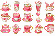 Valentine's Day Coffee Cup Clipart, an Illustration by Libby Wishes (Thumbnail 3 of 6)