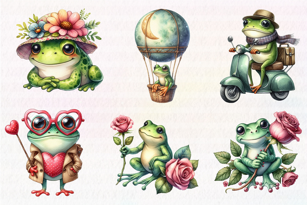Cute Frog Clipart, an Illustration by CreationArt (Photo 3 of 5)