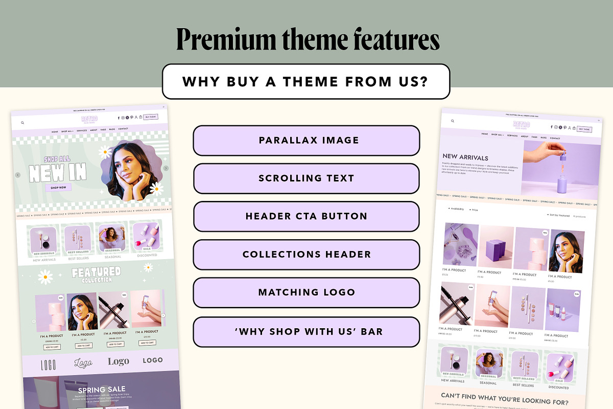 Retro Sage Green Shopify Theme, a Shopify Template by Template Twist Shop (Photo 5 of 8)