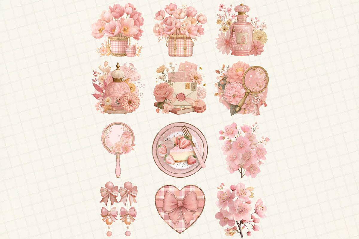 Pink Coquette Aesthetic Watercolor, an Illustration by DreamCafeArt (Photo 3 of 6)
