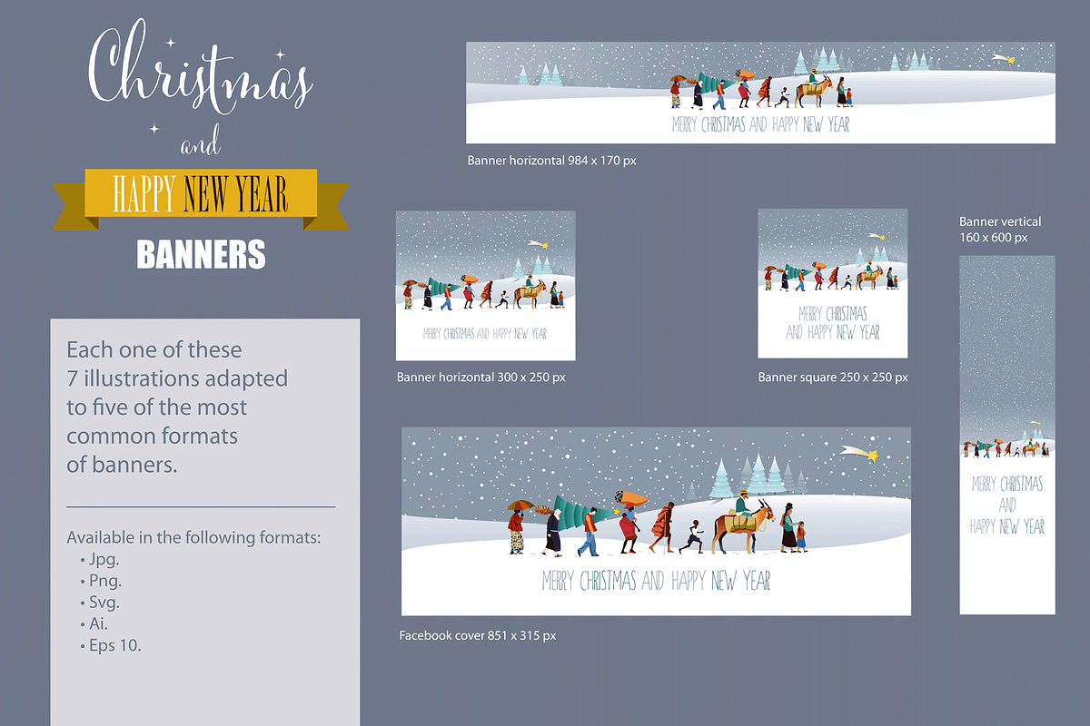 Christmas Cards and Banners Bundle, a Seasonal Illustration by ÁRTICA (Photo 6 of 19)