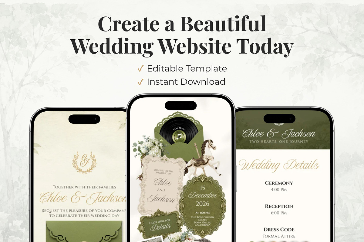 Vintage Green Wedding Website, a Landing Page Template by Everyday Perfection (Photo 13 of 13)