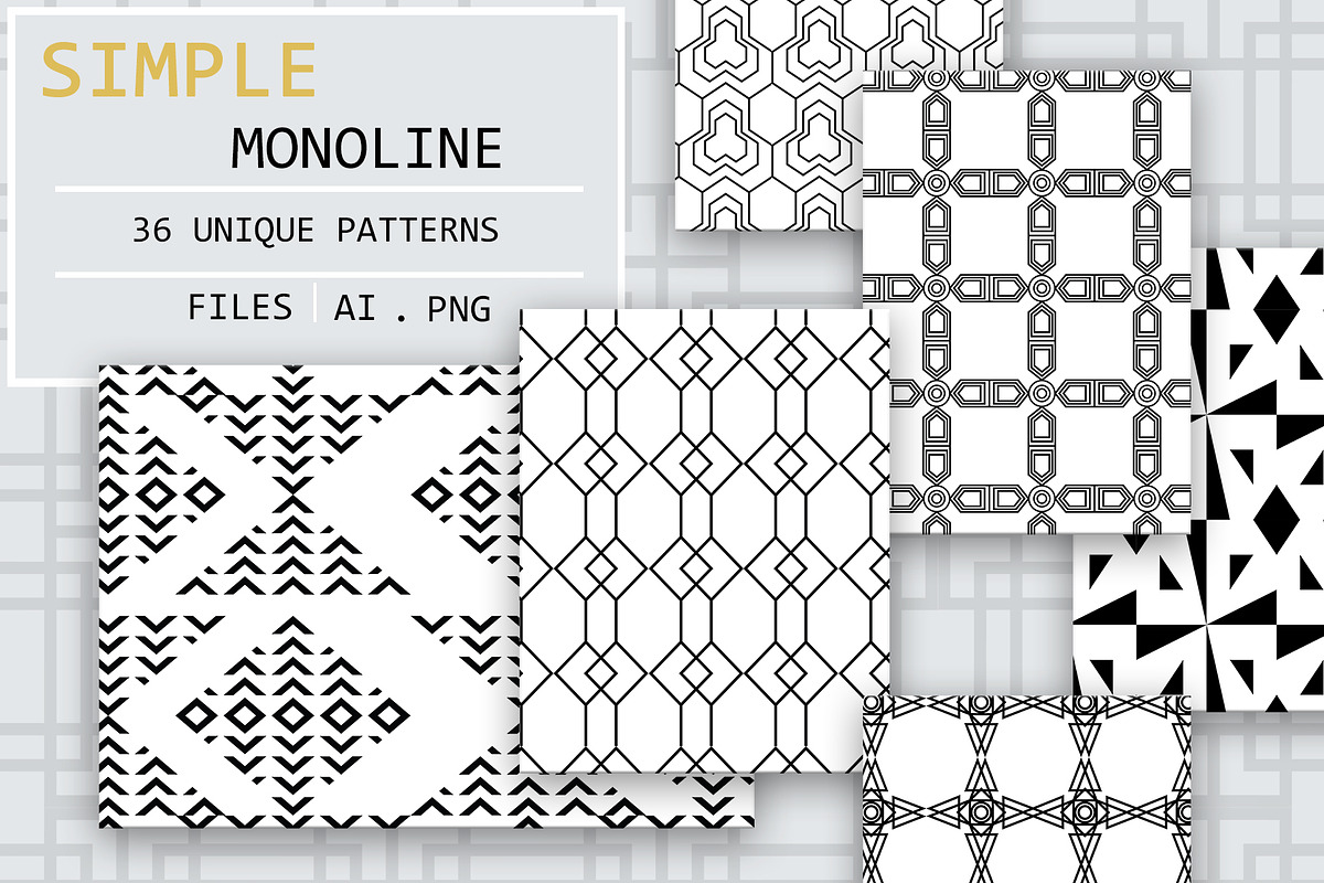 Monoline Geometric Patterns, a Pattern Graphic by Pixavics (Photo 1 of 9)