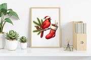 Watercolor Red Cardinal Christmas, an Illustration by Canvas Craft (Thumbnail 7 of 7)