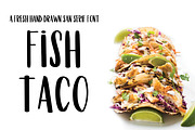 Fish Taco Font, a Sans Serif Font by Nancy Ingersoll (Thumbnail 1 of 5)