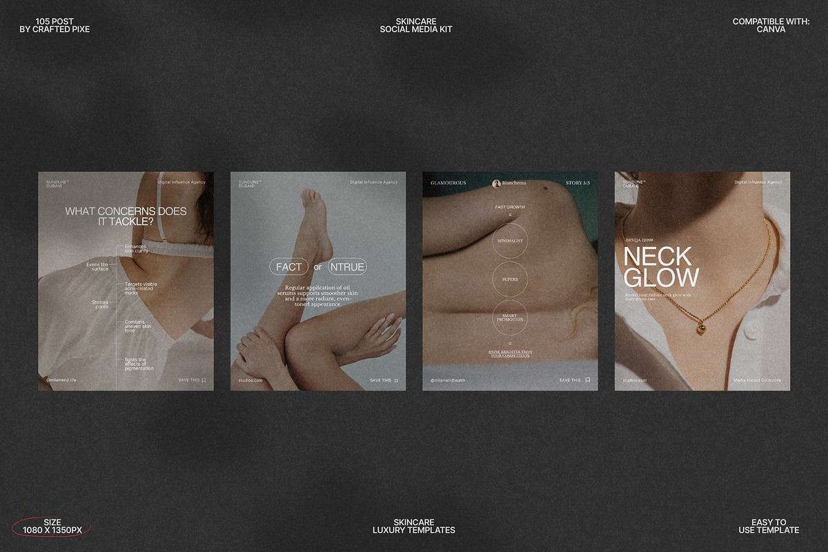 Minimal Skincare Canva Post Set preview 6
