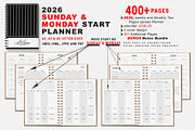 2026 Monday & Sunday Start Planner, a Stationery Template by MNT-Creator (Thumbnail 1 of 11)