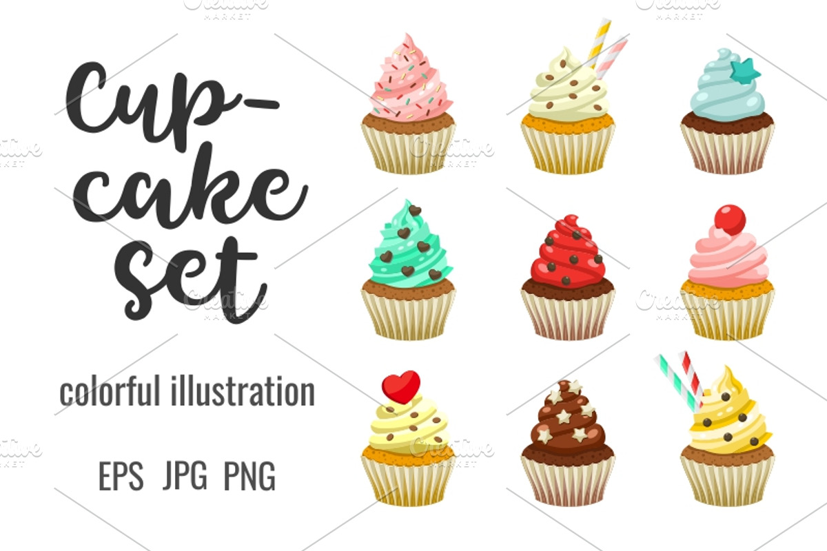 Cupcakes set & patterns, a Pattern Graphic by Primula`s shop (Photo 2 of 7)