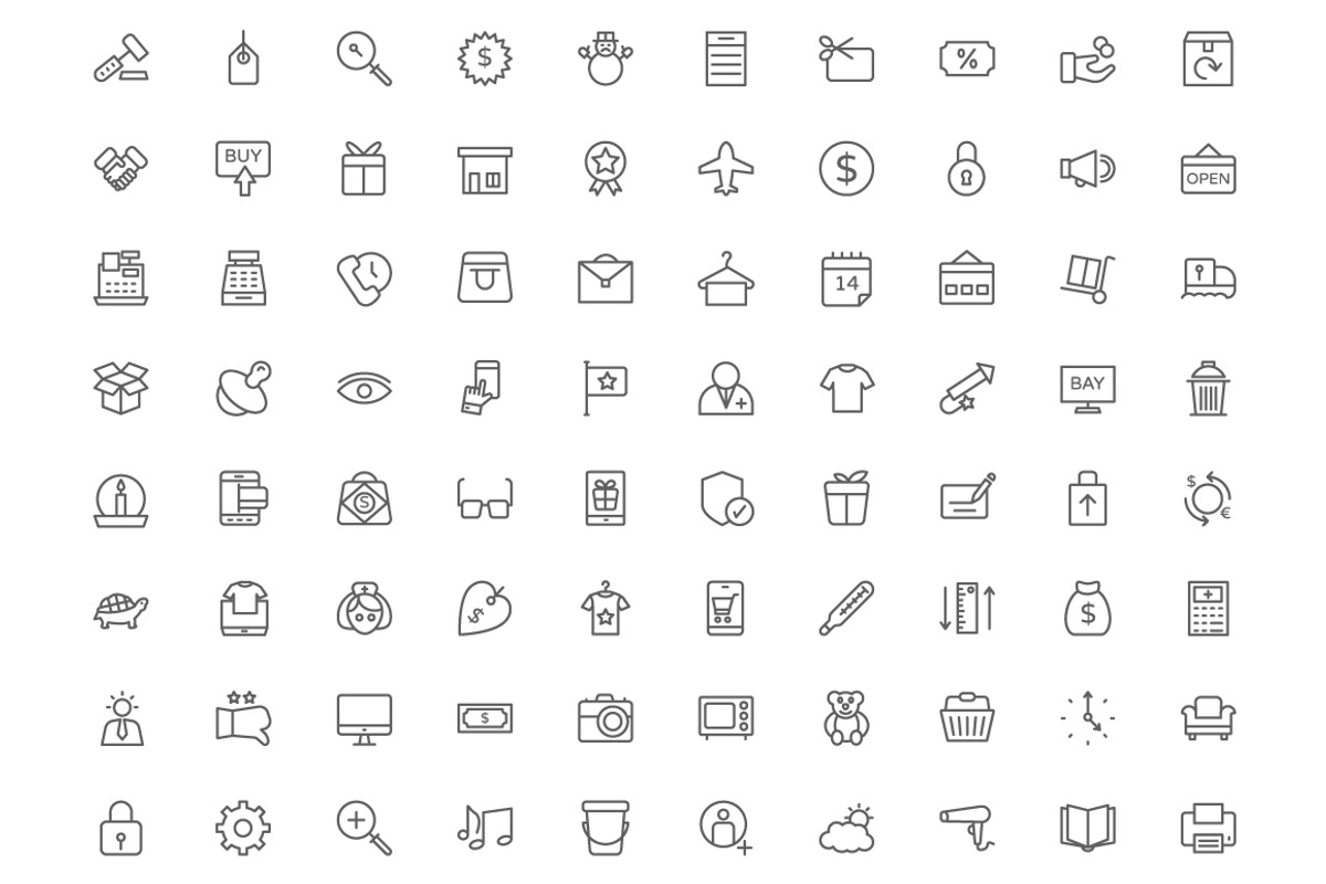 210 Shopping Line Icons, an Outline Icon by Vectors Market (Photo 3 of 3)