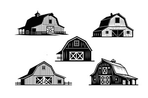 vintage barn house silhouette vector