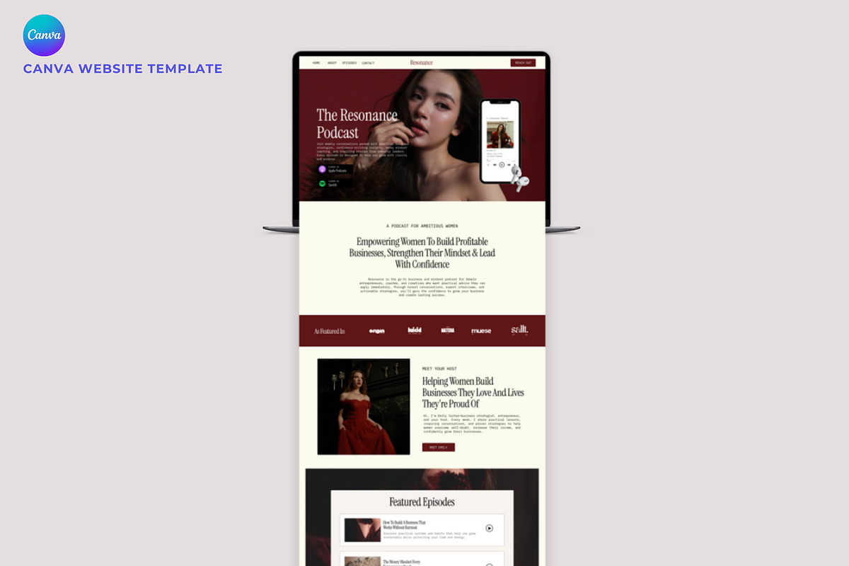 Podcast Canva Website Template Kit, a Landing Page Template by Web Template Market (Photo 1 of 4)