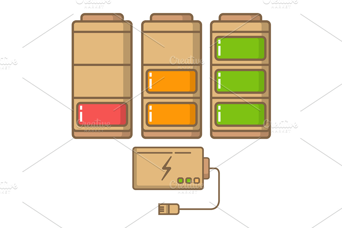 Discharged and charged battery., an Object Graphic by Dukesn
