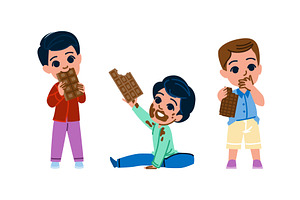 treat kid boy chocolate vector, a Person Illustration by pikepicture