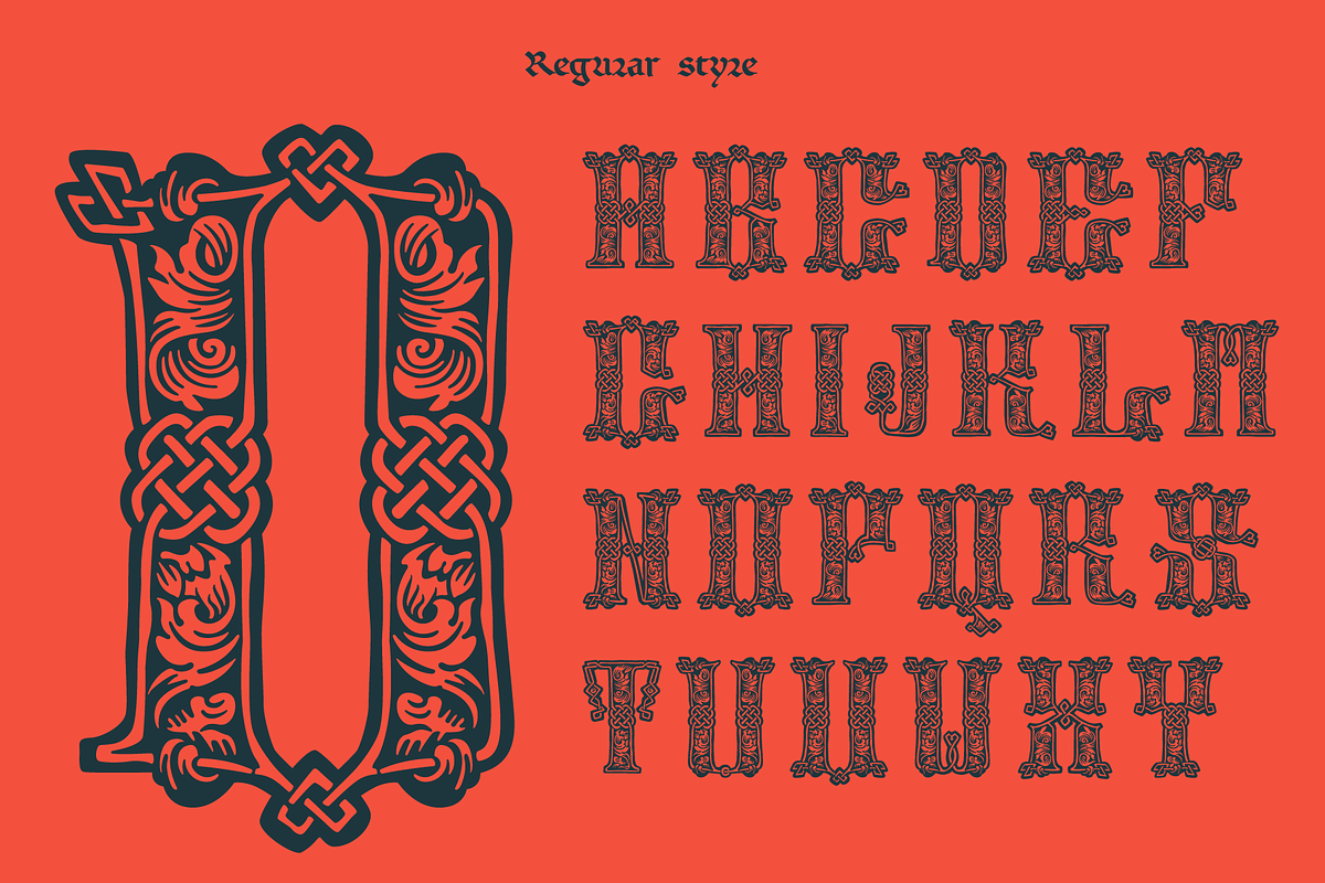 Medieval Knots Drop caps font, a Blackletter Font by kaer_shop (Photo 5 of 9)